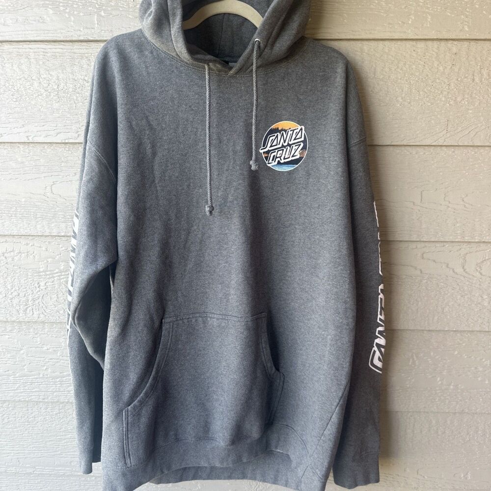 Santa Cruz Skateboards Men's 2XL Hoodie Wave Dot Chest Pullover Heather Gray